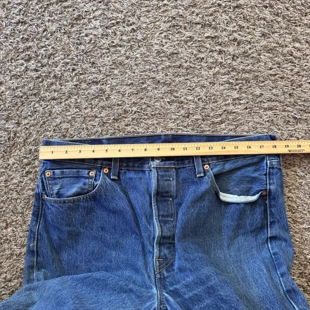 Levis 501 Jeans Mens 36x34 Blue Button Fly Denim Pants Classic Straight